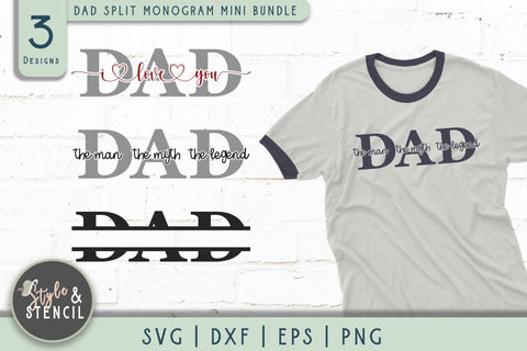 Dad SVG | Split Monogram | I love you Dad SVG Style and Stencil 