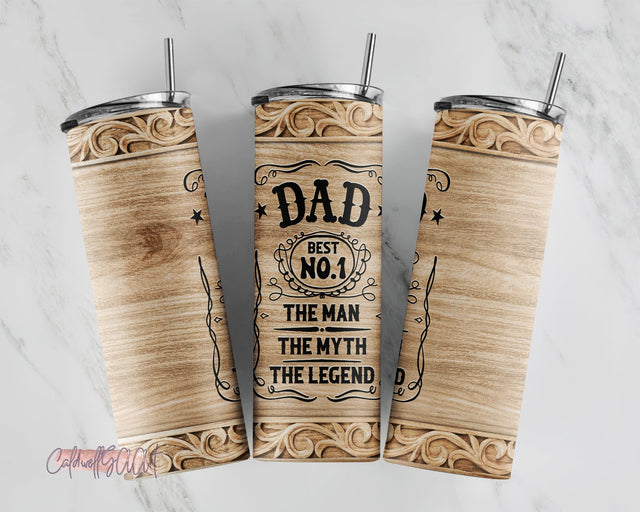 Dad The Man The Myth The Legend Woodgrain Sublimation, 20oz Skinny Tumbler Wrap Designs Template PNG Tumblers - Instant Download Sublimation CaldwellArt 