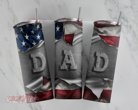 DAD Tumbler png, American Flag 20oz Skinny Tumbler, Sublimation Designs for Straight/Tapered Tumbler PNG File Digital Download Sublimation CaldwellArt 