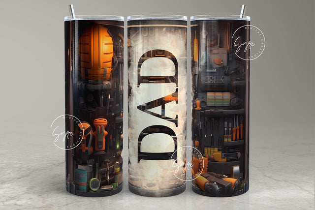 Dad Tumbler, Tool Box Tumbler Wrap, Mechanic, Fathers Day Tumbler, Garage, 20 oz Skinny Tumbler, Fathers Day Gifts, Gift for Papa, Digital Sublimation Syre Digital Creations 