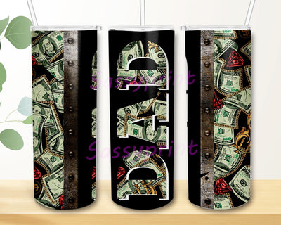 DAD Tumbler Wrap PNG Father's Day Funny Money Gold Chains Seamless Sublimation Designs Downloads 20 oz Skinny Tumbler Sublimation Designs Sublimation sassyprint 