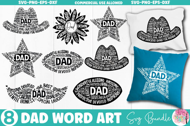 Dad Word Art SVG Bundle SVG DESIGNS DARK 