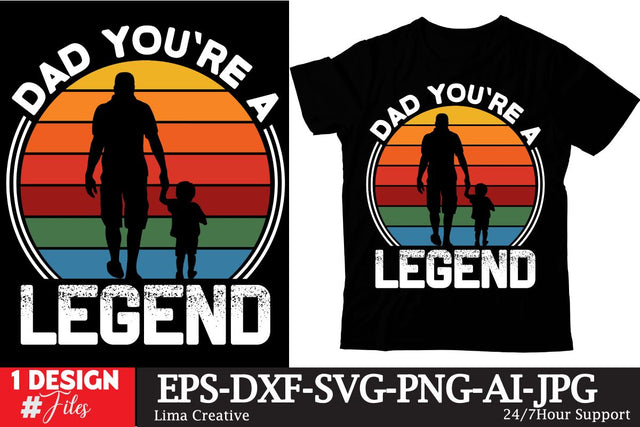 Dad Youre A Legend SVG Cute File, Father's Day retro T-shirt Design, Dad Sublimation PNG, Father's Day Retro Vintage T-shirt Design, Father's Day Clip Art,Dad SVG Bundle SVG Insomnia Std 