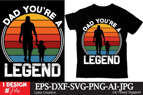 Dad Youre A Legend SVG Cute File, Father's Day retro T-shirt Design, Dad Sublimation PNG, Father's Day Retro Vintage T-shirt Design, Father's Day Clip Art,Dad SVG Bundle SVG Insomnia Std 