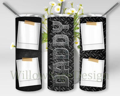 Daddy Metal Photo Frame Tumbler Template, Daddy 20oz Skinny Tumbler, Father's Day Tumbler Png, Dad Photo Sublimation Design, Digital Download Sublimation WillowSageDesign 