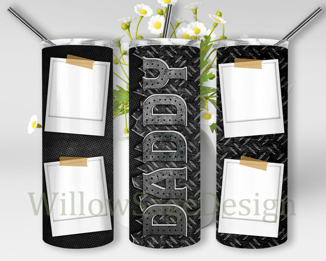 Daddy Metal Photo Frame Tumbler Template, Daddy 20oz Skinny Tumbler, Father's Day Tumbler Png, Dad Photo Sublimation Design, Digital Download Sublimation WillowSageDesign 