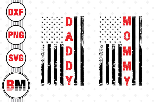 Daddy Mommy US Flag SVG, PNG, DXF Files SVG BMDesign 