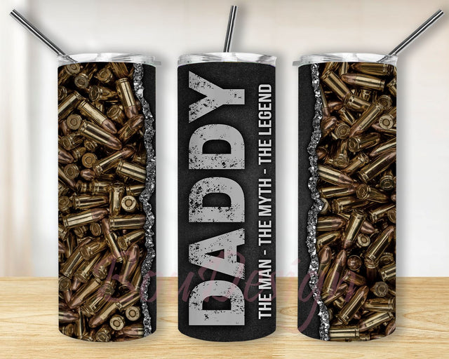 Daddy The Man The Myth The Legend 20oz Skinny Tumbler Sublimation, Father's Day Tumbler PNG Sublimation BouDesign 