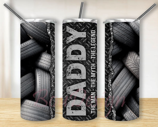Daddy-The Man-The Myth-The Legend 20oz Skinny Tumbler Sublimation, Mechanic Dad Tumbler Wrap PNG Sublimation BouDesign 