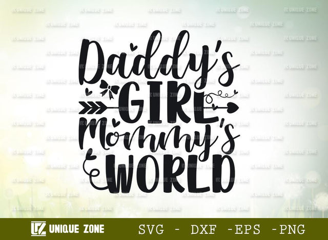 Daddy’s Girl Mommy’s World | Baby Girl | Newborn | Baby Theme | Typography Design SVG Unique Zone 