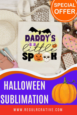 Daddy's little spook Sublimation PNG, Sublimation Halloween Design Sublimation Regulrcrative 