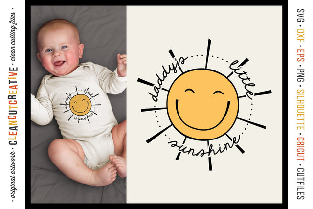 Daddy's Little Sunshine cute round SVG craft file with sun SVG CleanCutCreative 
