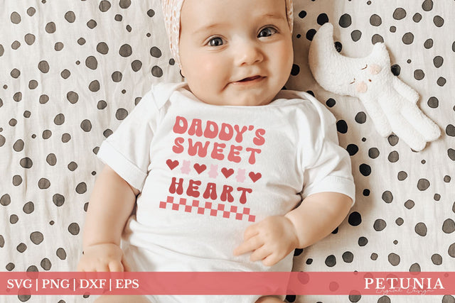 Daddy's Sweet Heart SVG | Valentine's Day Baby SVG SVG Petunia Digital Design 