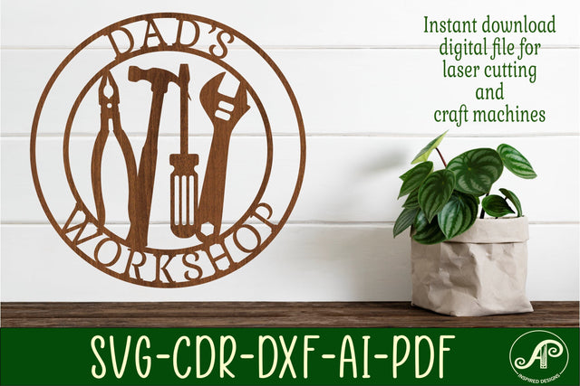 Dad's Workshop tools sign svg laser cut template SVG APInspireddesigns 