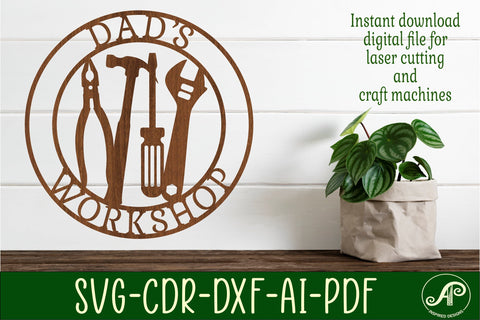 Dad's Workshop tools sign svg laser cut template SVG APInspireddesigns 