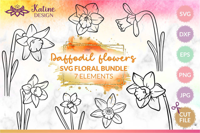 Daffodil SVG, Daffodil Clipart, Spring Flower SVG, Flower SVG, Floral SVG, SVG Cut File, SVG Files for Cricut, Hand Drawn Flower, Narcissus Flower, Daffodil Flower Vector, Daffodil Outline, Daffodil Line Art SVG KatineDesign 