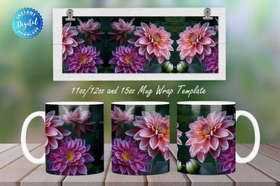 Dahlia Flowers Spring 11, 12 & 15 Oz Mug Sublimation Sublimation Regulrcrative 