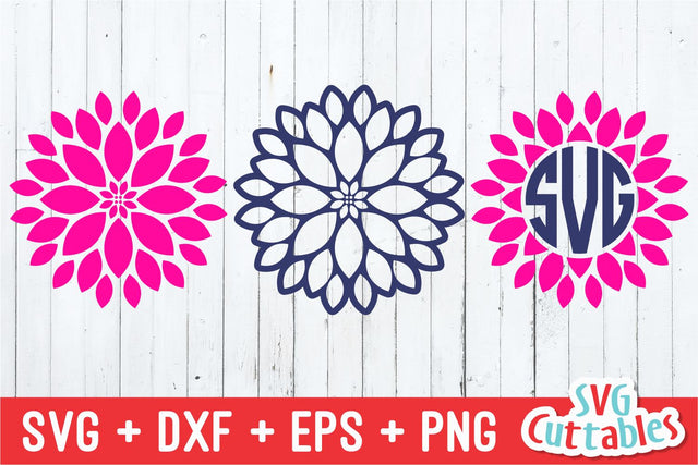 Dahlia Monogram Frames Set of 3 SVG Svg Cuttables 