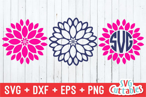 Dahlia Monogram Frames Set of 3 SVG Svg Cuttables 