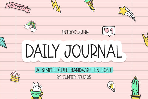 Daily Journal Font (Neat Fonts, Planner Fonts, Handwriting Fonts, Craft Fonts) Font Jupiter Studio Fonts 