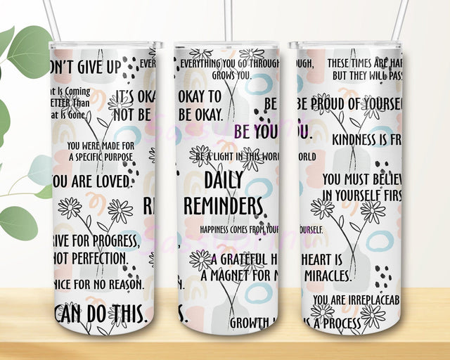 Daily Reminder 20oz Skinny Tumbler Png, Positive Words Sublimation, Motivation Words Of Aspiration Png, Boho Tumbler Png, Affirmations, Motivation Sublimation sassyprint 