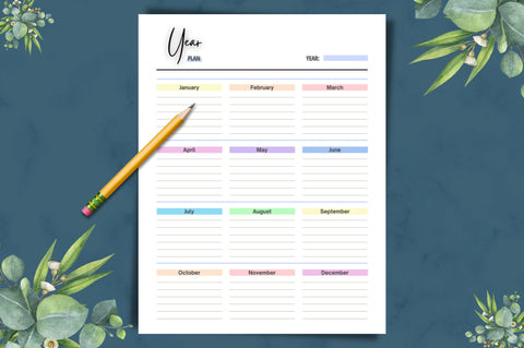 Daily, Weekly, Monthly, Yearly Planner Digital Pattern FloridPrintables 