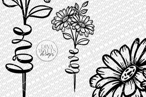 Daisies Bunch SVG | Love Design For Sign | DXF and more! SVG Diva Watts Designs 