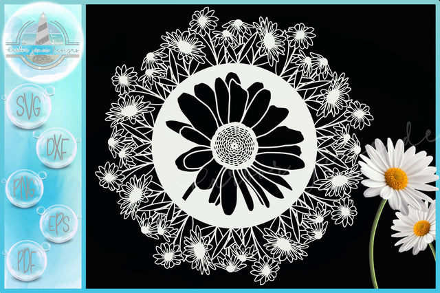Daisies Daisy Flower Floral Mandala Zentangle SVG SVG SVGcraze 