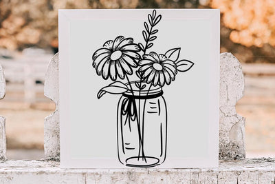 Daisies Mason Jar - Minimalistic Art SVG SVG So Fontsy Design Shop 