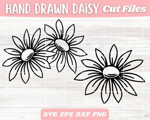 Daisies SVG Cut File, Daisy Vector, Hand Drawn Daisy Outline Design SVG Apple Grove Designs 