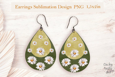 Daisies teardrop sublimation earrings design Sublimation LuckyTurtleArt 