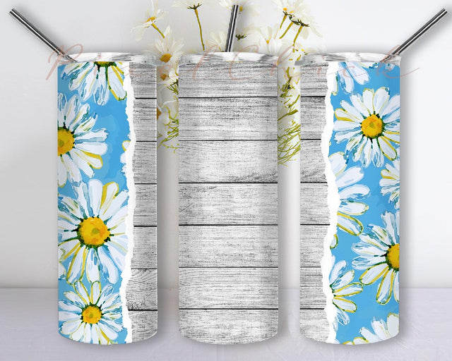 Daisy Add Your Own Text 20oz Tumbler Designs, Daisy Tumbler, Floral tumbler png Sublimation PixelChick 