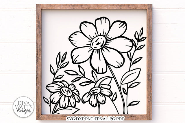 Daisy Artwork SVG | Spring Floral Design SVG Diva Watts Designs 