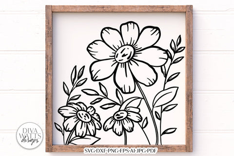 Daisy Artwork SVG | Spring Floral Design SVG Diva Watts Designs 