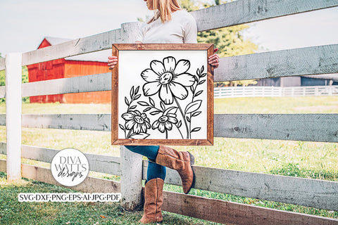 Daisy Artwork SVG | Spring Floral Design SVG Diva Watts Designs 