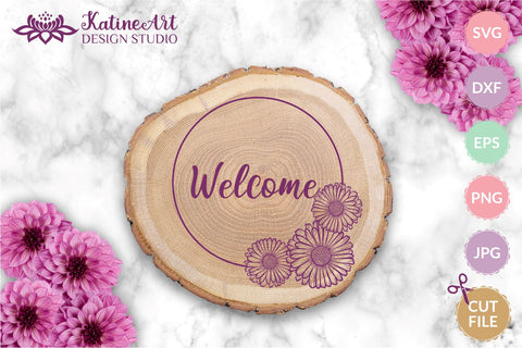 Daisy bundle floral monogram fames and borders, flower ribbon, flowers wreath, svg cut file SVG KatineArt 