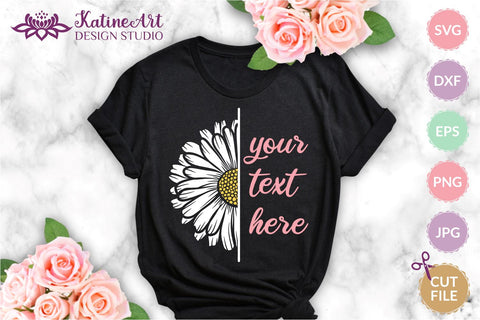 Daisy bundle floral split, ribbon, wreath, svg cut file SVG KatineArt 