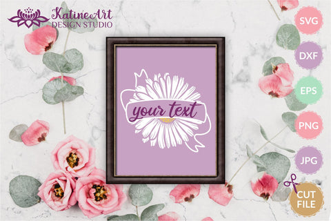 Daisy bundle floral split, ribbon, wreath, svg cut file SVG KatineArt 