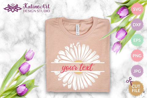 Daisy bundle floral split, ribbon, wreath, svg cut file SVG KatineArt 