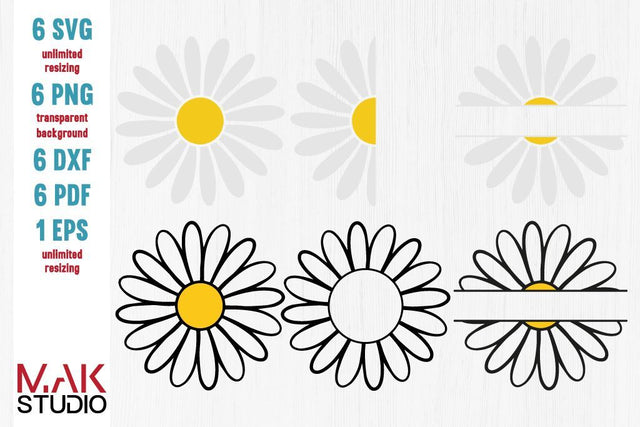 Daisy bundle svg, Daisy monogram svg, Daisy monogram flower svg, Daisy svg, Daisy png, Wedding monogram svg SVG MAKStudion 