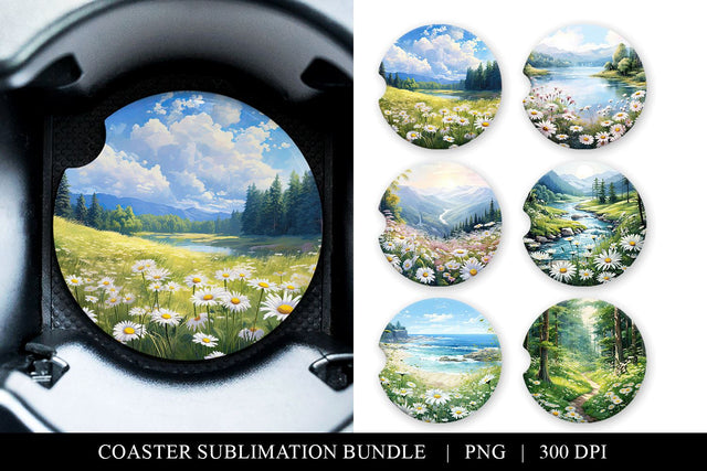 Daisy Car Coaster Sublimation Bundle Sublimation BijouBay 