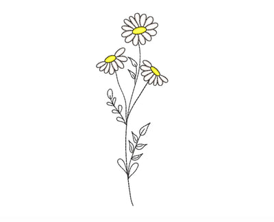 Daisy embroidery design, Flower machine embroidery design, 4 sizes Embroidery/Applique DESIGNS Nino Nadaraia 