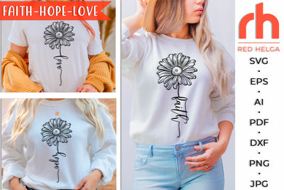 Daisy Faith SVG - Flower Hope Cut File - Wildflower Love DXF SVG RedHelgaArt 