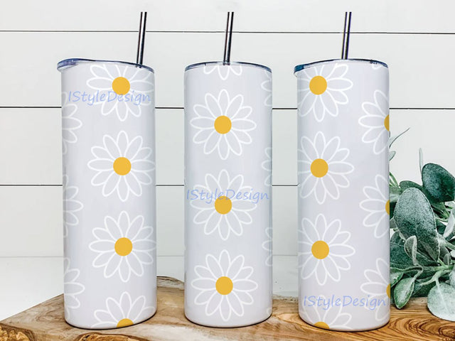 Daisy Flower Head Pattern Sublimation Tumbler Design, 20oz Tumbler Wraps Template Sublimation iStyleDesign 