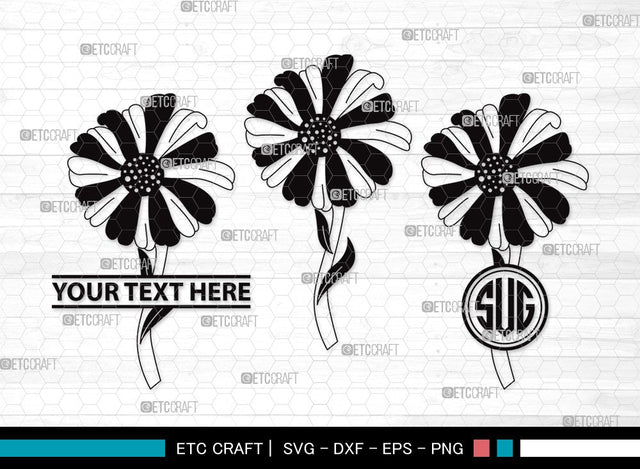Daisy Flower Monogram SVG | Daisy Flower Clipart Bundle | Flower Svg | Daisy Flower Outline | Vector Cutting files | Daisy Flower Clipart SVG ETC Craft 