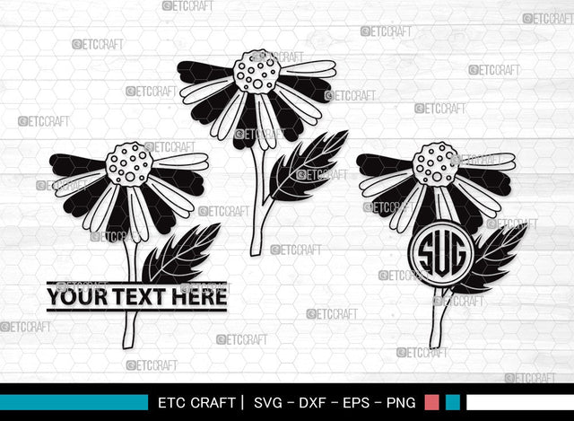 Daisy Flower Monogram SVG | Daisy Flower Clipart Bundle | Flower Svg | Daisy Flower Outline | Vector Cutting files | Daisy Flower Clipart SVG ETC Craft 