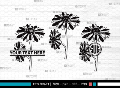 Daisy Flower Monogram SVG | Daisy Flower Clipart Bundle | Flower Svg | Daisy Flower Outline | Vector Cutting files | Daisy Flower Clipart SVG ETC Craft 