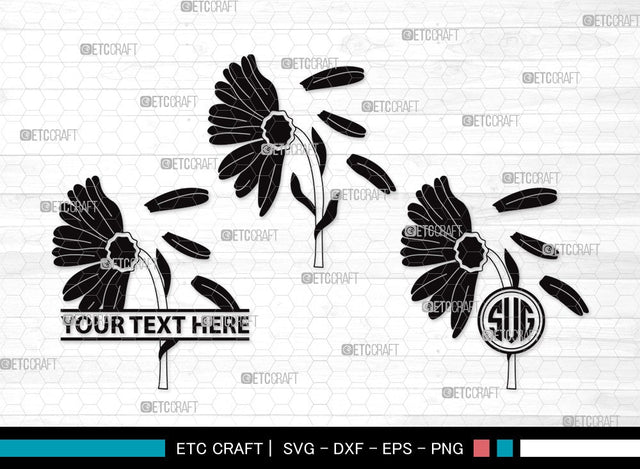 Daisy Flower Monogram SVG | Daisy Flower Clipart Bundle | Flower Svg | Daisy Flower Outline | Vector Cutting files | Daisy Flower Clipart SVG ETC Craft 