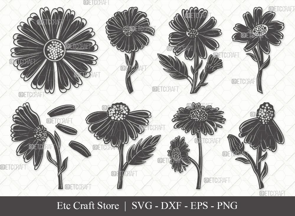 Daisy Flower Silhouette SVG Cut Files | Daisy Flower Clipart Bundle ...