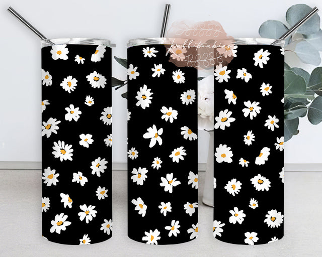 Daisy Full Tumbler Wrap, Daisy 20oz Skinny Tumbler, Floral Tumbler Png, Floral Sublimation Design, Watercolor Daisy Tumbler Template, Digital Download Sublimation Rabbitmakies 